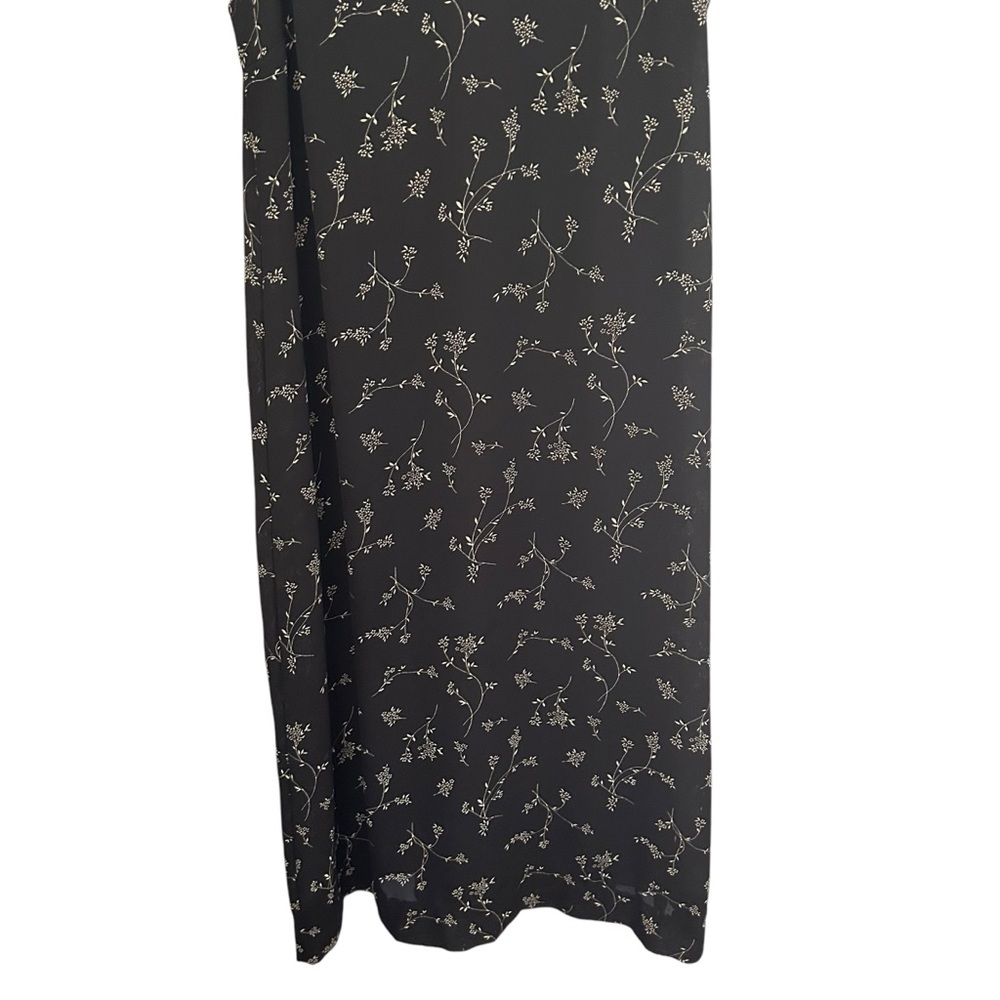 🌷 Vintage 90’s Black Floral Sleeveless Maxi Dress Jumper Size 16 - Picture 4 of 6